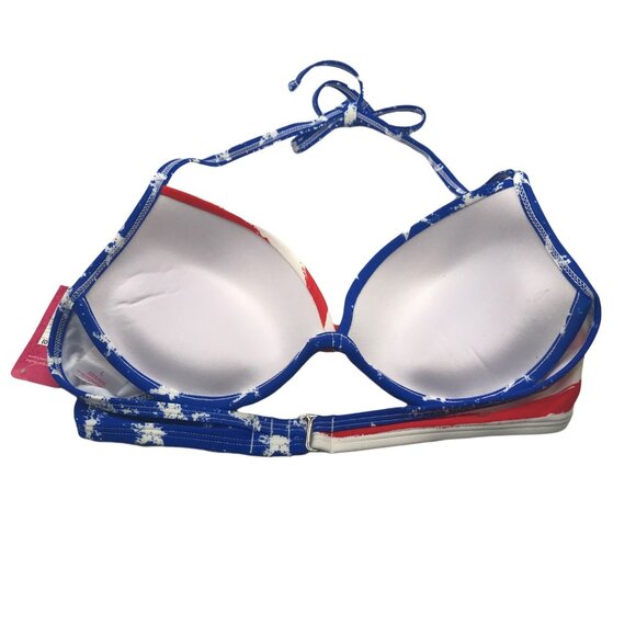 Xhilaration Junior's Sz. Large 8-10 Push Up Halter Stars, Stripes Bikini Top New - Picture 2 of 11